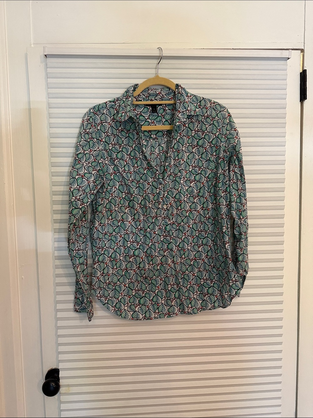 J. Crew Green Teal Printed Button-Down Shirt